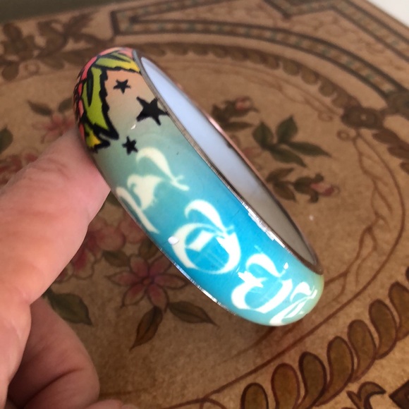Ed Hardy Skull LOVE Enamel Metal Bangle Bracelet - Picture 3 of 4